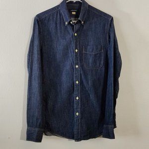 J. Crew Cotton Denim Buttondown Slim LS Shirt Blue Jeans Small